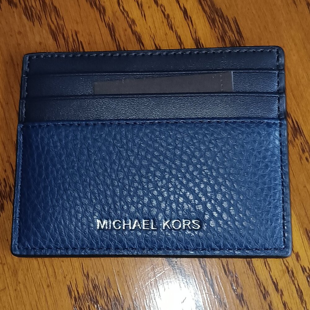 *Price Drop* New Michael Kors Cooper tall card case, leather, navy
